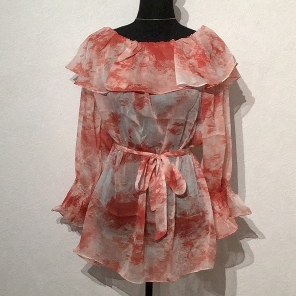 Boutique - off shoulder chiffon dye Top pattern transparent - dreamy cute 🥰 - Picture 6 of 10